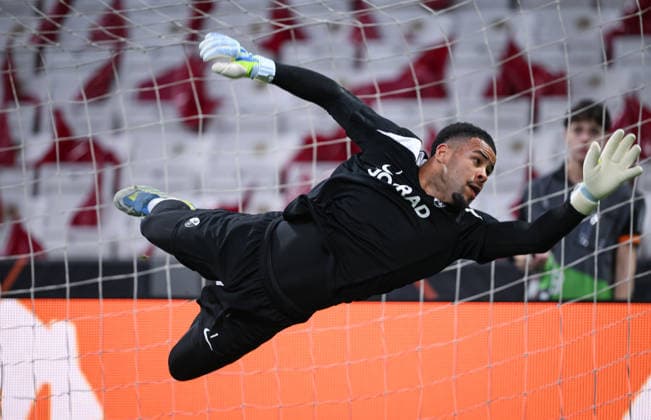 FOOTBALL EUROPA LEAGUE SEASON 2025 2026 Final in Istanbul 19 05 2026 SC Freiburg Aston Villa Training SC Freiburg at Besiktas Park Stadium, Goalkeeper Noah Atubolu