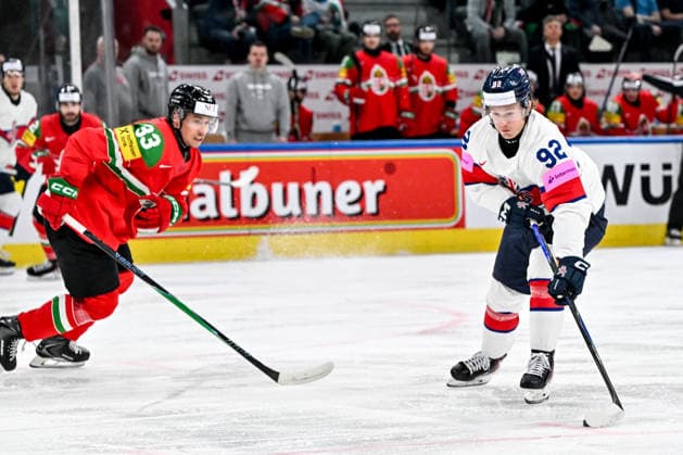 ZURICH, SWITZERLAND MAY 19 Josh Waller of Great Britain against Milan Horvath of Hungary during the 2026 IIHF Ice Hockey World Championship Switzerland game between Hungary and Great Britain at Swiss Life Arena on May 19, 2026 in Zurich, Zurich Zurich Swiss Life Arena Zurich Switzerland Copyright: xJustPictures.ch AndreaxBrancax jp-en-EuSpIm-JP7_ANB_Lat_Aut_19052026_5193