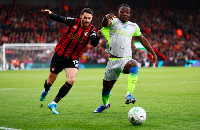 Adam Smith of AFC Bournemouth and Jeremy Doku of Manchester City. AFC Bournemouth v Manchester City, Premier League, Football, Vitality Stadium, Bournemouth, UK - 19 May 2026Bournemouth Vitality Stadium United Kingdom EDITORIAL USE ONLY No use with unauthorised audio, video, data, fixture lists, club league logos or live services. Online in-match use limited to 120 images, no video emulation. No use in betting, games or single club league player publications. Copyright: xJamesxMarsh Shutterstockx 16881288u
