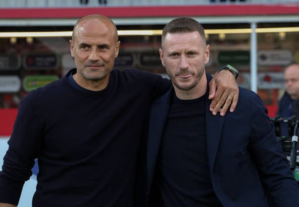 Foto IPP Roberto Bregani Milano 19-05-2026 Calcio Campionato di Serie B 2025 2026, Semifinale playoff Gara 2 Monza-Juve Stabia Nella foto l allenatore del Monza Paolo Bianco e l allenatore della della Juve Stabia, Ignazio Abate. Italy Photo Press World Copyright. italy ITALY  Copyright: xR4924_italyphotopressx