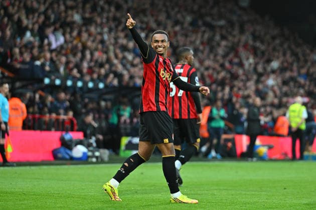 Bournemouth v Manchester City, Premier League Goal 1-0 - Eli Junior Kroupi (22) of AFC Bournemouth celebrates scoring the opening goal during the Premier League match between Bournemouth and Manchester City at the Vitality Stadium, Bournemouth, UK on 19 May 2026. Bournemouth Vitality Stadium Dorset UK Editorial use only DataCo restrictions apply See www.football-dataco.com , Copyright: xGrahamxHuntx PSI-24285-0049