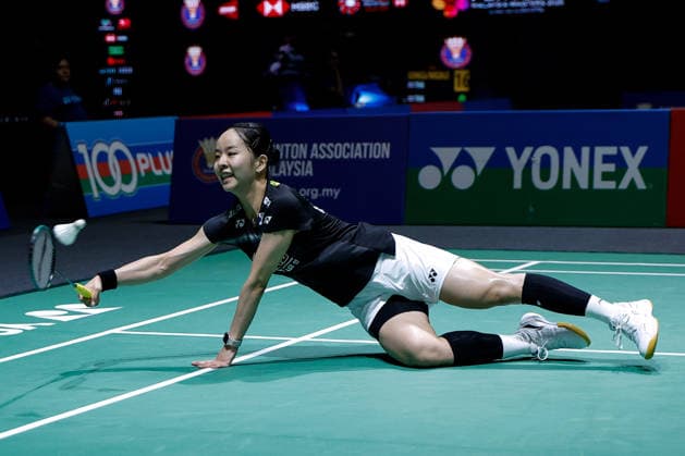 Perodua Malaysia Masters in Kuala Lumpur - 19 May 2026 Park Ga Eun of Korea plays against Aakarshi Kashyap of India (not pictured) during the Women s Singles qualifying match of the Perodua Malaysia Masters 2026 at Unifi Arena. Park Ga Eun won with scores; 15 22 21 : 21 20 7. Kuala Lumpur Malaysia Copyright: xWongxFokxLoyx xSOPAxImagesx 20260519_PDM_1410 copy