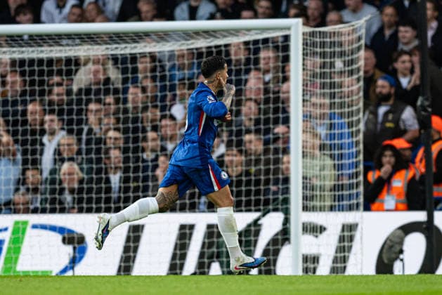 19th May 2026; Stamford Bridge, Chelsea, London, England: Premier League Football, Chelsea versus Tottenham Hotspur; Enzo Fernandez of Chelsea celebrates scoring in the 18th minute to make the score 1-0 GodfreyxPitt