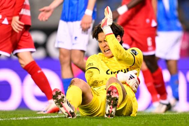 KRC Genk v Royal Antwerp FC - Jupiler Pro League Europe Play-Off GENK, BELGIUM - MAY 19 : Nozawa Brandon Taishi goalkeeper of Royal Antwerp FC during the Jupiler Pro League Europe Play-Off match between KRC Genk and Royal Antwerp FC on May 19, 2026 in Genk, Belgium, 19 05 2026 Genk Belgium  Copyright: xTomasxSiskx
