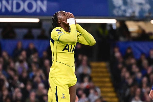 Chelsea v Tottenham Hotspur, Premier League Tottenham Hotspur forward Mathys Tel (11) reacts after missing a chance during the Premier League match between Chelsea and Tottenham Hotspur at Stamford Bridge, London, UK on 19 May 2026. London Stamford Bridge Greater London UK Editorial use only DataCo restrictions apply See www.football-dataco.com , Copyright: xDennisxGoodwinx PSI-24269-0042