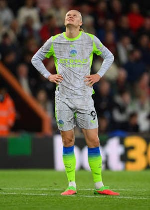 19 May 2026 - AFC Bournemouth v Manchester City - Premier League - Vitality Stadium - Bournemouth. AFC Bournemouth v Manchester City - Premier League - Vitality Stadium - Bournemouth. Erling Haaland despair. Picture : Mark Pain BOURNEMOUTH England  Copyright: xMarkxPainx