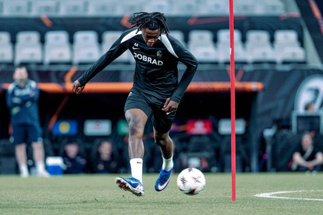 ISTANBUL, TURKIYE ? 19 MAY 2026: Johan Manzambi of SC Freiburg during the training session the day before the UEFA Europa League Final 2026 match between SC Freiburg and Aston Villa F.C. at Besiktas Park on May 19, 2026 in Istanbul, Turkiye. Copyright: xAlexandraxFechetex xSPPx Sportspressphoto_SPR150204