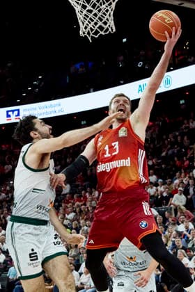 German Basketball Bundesliga BBL , FC Bayern Munich Basketball vs VET CONCEPT GLADIATORS Trier, Munich FC Bayern Basketball, Trier VET CONCEPT GLADIATORS, 2026 05 19 in Munich SAP Garden OBST Andreas FC Bayern Munich Basketball Shooting Guard SG Nr13 FCBB13 , GUILLOZET Clay VET CONCEPT GLADIATORS TRIER Shooting Guard SG Nr4 TRI4 sportworld Munich SAP Garden Bayern Germany