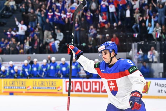 Filip Mesar (SVK) during the 2026 IIHF World Championship, WM, Weltmeisterschaft Group B, match Slovenia vs Slovakia, Fribourg, Switzerland, on May 19, 2026. (CTKxPhoto RadekxPetrasek) CTKPhotoP2026051909887  CTKPhotoP2026051909887