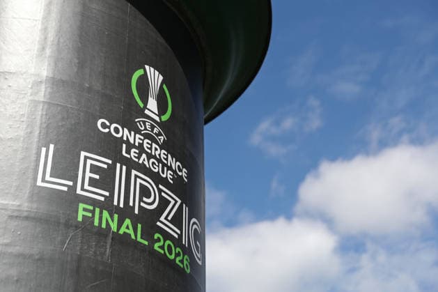 UEFA Conference League Final preparations in Leipzig, 19 05 26 Leipzig prepares for the UEFA Conference League Final Branding, flags and logos around the stadium, 19 05 26 Copyright: xBEAUTIFULxSPORTS JanxKaeferx