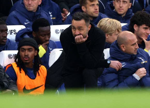 Roberto De Zerbi (Spurs manager) at the Chelsea v Tottenham Hotspur EPL match, at Stamford Bridge Stadium, London, UK on 19th May, 2026. 