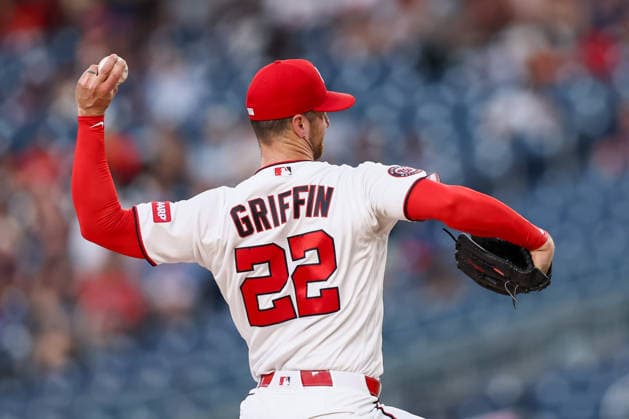 MLB, Baseball Herren, USA New York Mets vs Washington Nationals Washington, DC; Washington Nationals pitcher Foster Griffin (22) delivers a pitch during the Major League Baseball game between the Washington Nationals and the New York Mets at Nationals Park on Tuesday, May 19, 2026. The Nationals beat the Mets 9-6. (Steve Prakope Image of Washington D.C. District of Columbia United States EDITORIAL USE ONLY Copyright: xImagexofxSportx StevexPrakopex iosphotos410294
