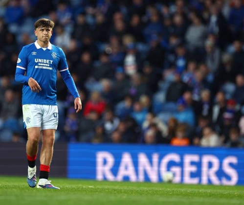 Mikey Moore of Rangers during the William Hill Scottish Premiership match at Ibrox Stadium, Glasgow. Rangers v Hibernian - William Hill Scottish Premiership - Ibrox Stadium, Glasgow, Lanarkshire, Scotland, UK - 13 May 2026Glasgow Ibrox Lanarkshire United Kingdom EDITORIAL USE ONLY  Copyright: xO Rourke RangersxFC Shutterstockx 16873962ay