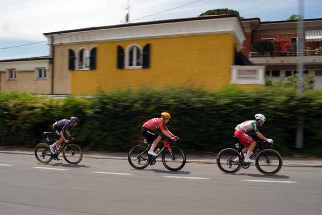 from right Italy™s Mattia Bais of Team Polti VisitMalta, Norway™s Andreas Leknessund of Uno-X Mobility, Australia™s William Lyndhurst Christopher Harper of Pinarello-Q36.5 Pro Cycling Team during Stage 11 of the Giro d™Italia, from Porcari to Chiavari, Italy, Wednesday, May 20, 2026.  Copyright: xMarcoxAlpozzix xLaPressex