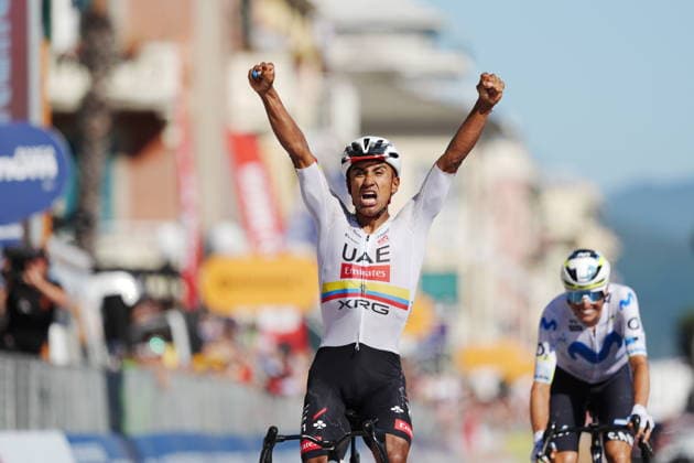 Ecuador™s Manuel Jhonatan Narvaez of UAE Team Emirates XRG stage winner during Stage 11 of the Giro d™Italia from Porcari to Chiavari, Italy, Wednesday May 20, 2026.  Copyright: xMassimoxPaolone LaPressex