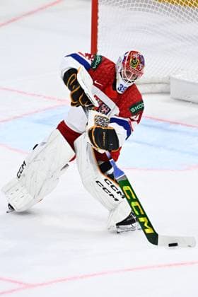 Goalkeeper Dominik Pavlat (CZE) in action during the 2026 IIHF World Championship, WM, Weltmeisterschaft Group B, match Czechia vs Italy, Fribourg, Switzerland, on May 20, 2026. (CTKxPhoto RadekxPetrasek) CTKPhotoP2026052008034  CTKPhotoP2026052008034