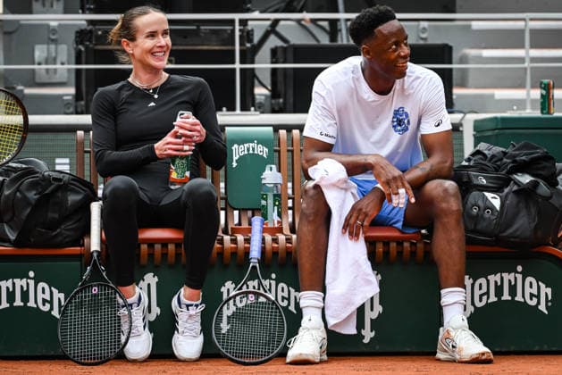May 20, 2026, Paris, France, France: Elina SVITOLINA of Ukraine and Gael MONFILS of France during a training session of the Roland-Garros 2026, French Open 2026, Grand Slam tennis tournament at Roland-Garros Stadium on May 20, 2026 in Paris, France. Paris France - ZUMAm308 20260520_zsp_m308_060 Copyright: xMatthieuxMirvillex