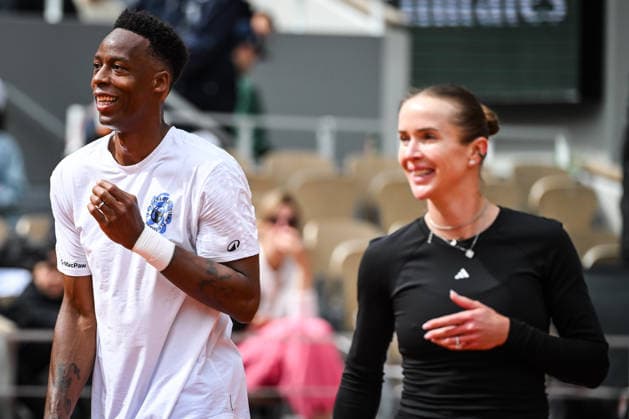 May 20, 2026, Paris, France, France: Elina SVITOLINA of Ukraine and Gael MONFILS of France during a training session of the Roland-Garros 2026, French Open 2026, Grand Slam tennis tournament at Roland-Garros Stadium on May 20, 2026 in Paris, France. Paris France - ZUMAm308 20260520_zsp_m308_065 Copyright: xMatthieuxMirvillex