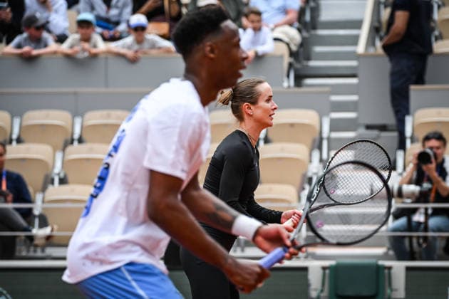 May 20, 2026, Paris, France, France: Elina SVITOLINA of Ukraine and Gael MONFILS of France during a training session of the Roland-Garros 2026, French Open 2026, Grand Slam tennis tournament at Roland-Garros Stadium on May 20, 2026 in Paris, France. Paris France - ZUMAm308 20260520_zsp_m308_067 Copyright: xMatthieuxMirvillex