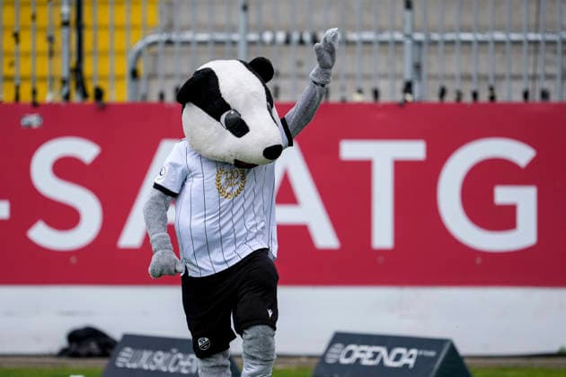 Hardi (Maskottchen, SV Sandhausen, SVS), Einzelbild, Einzelfoto, Aktion, Action, im Sondertrikot 110 Jahre SV Sandhausen (SVS), 20.05.2026, Sandhausen (Deutschland), Fussball, Jubiläumsspiel, SV Sandhausen - Eintracht Frankfurt *** Hardi mascot, SV Sandhausen, SVS , single picture, single photo, action, action, in special jersey 110 years SV Sandhausen SVS , 20 05 2026, Sandhausen Germany , football, anniversary match, SV Sandhausen Eintracht Frankfurt xozx