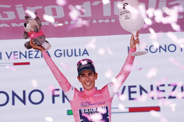 Portugal™s Afonso Oliveira Eulalio of Bahrain Victorious pink jersey during Stage 11 of the Giro d™Italia from Porcari to Chiavari, Italy, Wednesday May 20, 2026.  Copyright: xGianmattiaxD Albertoi LaPressex