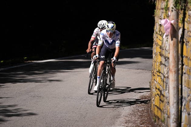 Spain™s Enric Mas Nicolau of Movistar Team and Ecuador™s Manuel Jhonatan Narvaez of UAE Team Emirates XRG during Stage 11 of the Giro d™Italia, from Porcari to Chiavari, Italy, Wednesday, May 20, 2026.  Copyright: xMarcoxAlpozzi LaPressex
