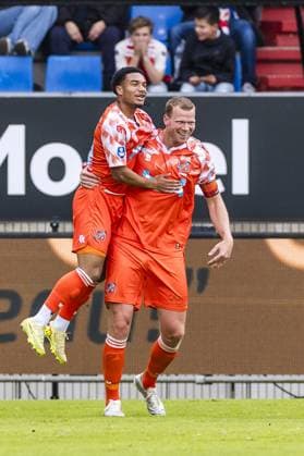TILBURG , 20-05-2026 , Koning Willem II Stadium , season 2025 - 2026 , Dutch Keuken Kampioen Divisie football , First leg of the Keuken Kampioen Play-Offs final , match between Willem II and FC Volendam , picture shows Volendam player Henk Veerman celebrating the goal. 0-1 Willem II - Volendam (play off)  x203842858x Copyright:
