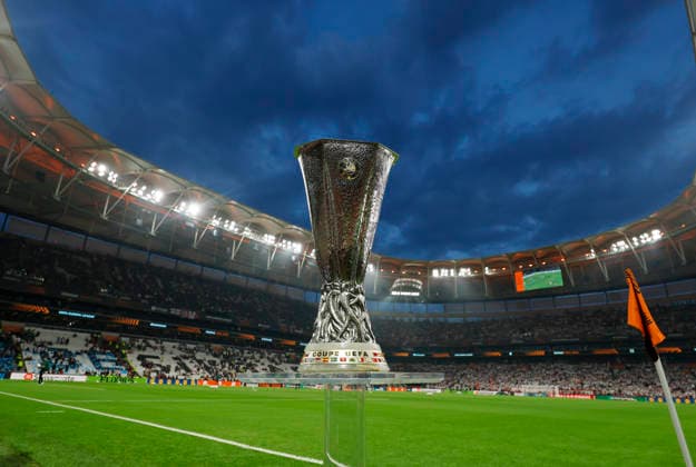 Istanbul, Turkey, 20th May 2026. The Europa League trophy on display before the SC Freiburg vs Aston Villa UEFA Europa League Final match at Besiktas Park, Istanbul. Picture credit should read: Cody Froggatt Sportimage EDITORIAL USE ONLY. No use with unauthorised audio, video, data, fixture lists, club league logos or live services. Online in-match use limited to 120 images, no video emulation. No use in betting, games or single club league player publications. SPI_004_CF_Frieburg_Aston_Villa SPI-4796-0034