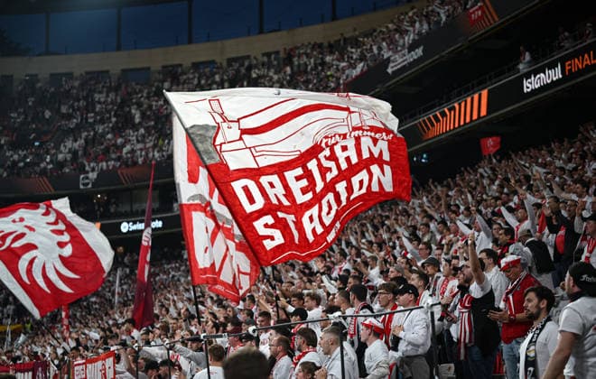 FOOTBALL EUROPA LEAGUE SEASON 2025 2026 Final in Istanbul 20 05 2026 SC Freiburg Aston Villa SC Freiburg fans get into the mood at Besiktas Park Stadium before the match
