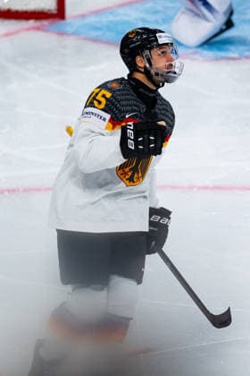 ZURICH, SWITZERLAND - MAY 20: Stefan Loibl (Germany, 15) during his celebration for the goal of Moritz Seider (Germany, 53) during the Preliminary Round - Group A Match 27 between United States and Germany at the IIHF Ice hockey, Eishockey World Championship, WM, Weltmeisterschaft 2026, Swiss Life Arena on May 20, 2026 in Zurich, Switzerland. Zurich Switzerland Copyright: xTimoxSteinx