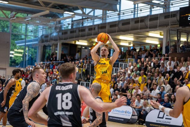 Lucas Mayer Bozic Estriche Knights Kirchheim, 08 GER, Bozic Estriche Knights Kirchheim vs Giessen 46ers, BARMER 2 Basketball Bundesliga, Playoffs Semifinal Game 1, Season 2025 2026, 20 05 2026 GER, Bozic Estriche Knights Kirchheim vs Giessen 46ers, BARMER 2 Basketball Bundesliga, Playoffs Semifinal Game 1, Season 2025 2026, 20 05 2026 Goeppingen Copyright: xEibner-Pressefoto NinaxSanderx EP_NSR