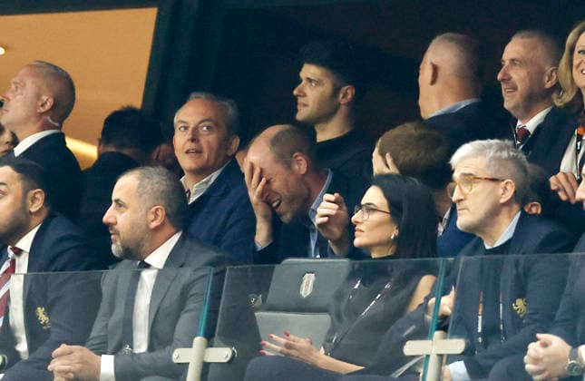 Istanbul, Turkey, 20th May 2026. Aston Villa fan Prince William takes his seat during the SC Freiburg vs Aston Villa UEFA Europa League Final match at Besiktas Park, Istanbul. Picture credit should read: Cody Froggatt Sportimage EDITORIAL USE ONLY. No use with unauthorised audio, video, data, fixture lists, club league logos or live services. Online in-match use limited to 120 images, no video emulation. No use in betting, games or single club league player publications. SPI_055_CF_Frieburg_Aston_Villa SPI-4796-0085