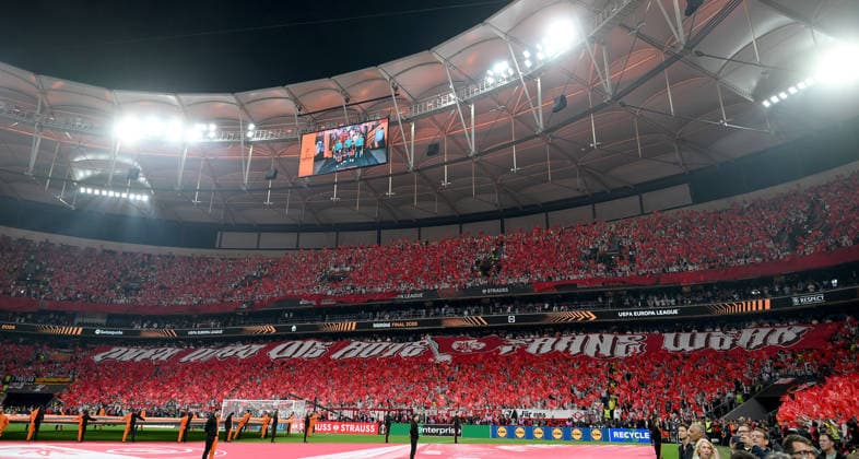 FOOTBALL EUROPA LEAGUE SEASON 2025 2026 Final in Istanbul 20 05 2026 SC Freiburg Aston Villa fans of SC Freiburg show a choreo at Besiktas Park stadium,
