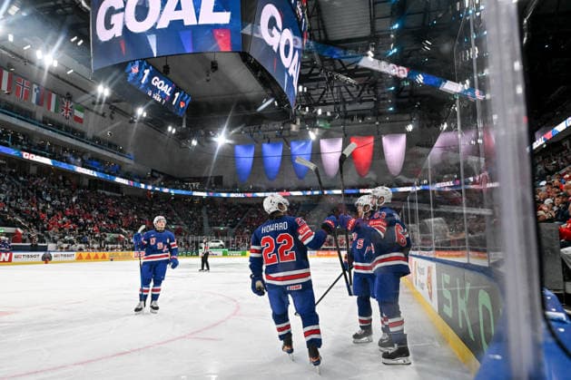 ZURICH, SWITZERLAND MAY 20 USA celebrate after scoring a goal during the 2026 IIHF Ice Hockey World Championship Switzerland game between USA and Germany at Swiss Life Arena on May 20, 2026 in Zurich, Zurich Zurich Swiss Life Arena Zurich Switzerland Copyright: xJustPictures.ch AndreaxBrancax jp-en-EuSpIm-JP7_ANB_USA_Ger_20052026_7830