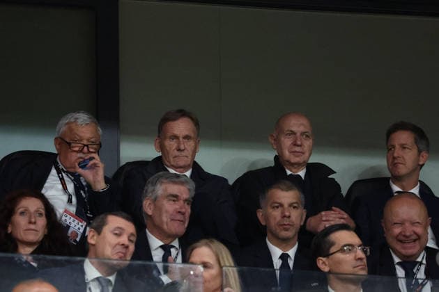 20 05 2026, xrekx, Football Europa League Final 2026, SC Freiburg Aston Villa v l Hans Joachim Watzke DFB Praesident Bernd Neuendorf Deutscher Fussball Bund Sport Vorstand Jochen Saier SC Freiburg DFL DFB REGULATIONS PROHIBIT ANY USE OF PHOTOGRAPHS as IMAGE SEQUENCES and or QUASI VIDEO Istanbul