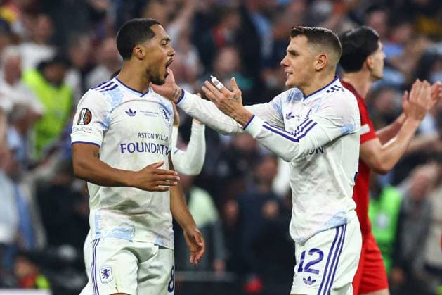 Youri Tielemans of Aston Villa celebrates scoring the opening goal for their side with their teammates SC Freiburg v Aston Villa, UEFA Europa League, Final, Football, Besiktas Park, Istanbul, Turkiye - 20 May 2026Istanbul Besiktas Park United Kingdom EDITORIAL USE ONLY No use with unauthorised audio, video, data, fixture lists, club league logos or live services. Online in-match use limited to 120 images, no video emulation. No use in betting, games or single club league player publications. Copyright: xJamesxMarsh Shutterstockx 16883157co