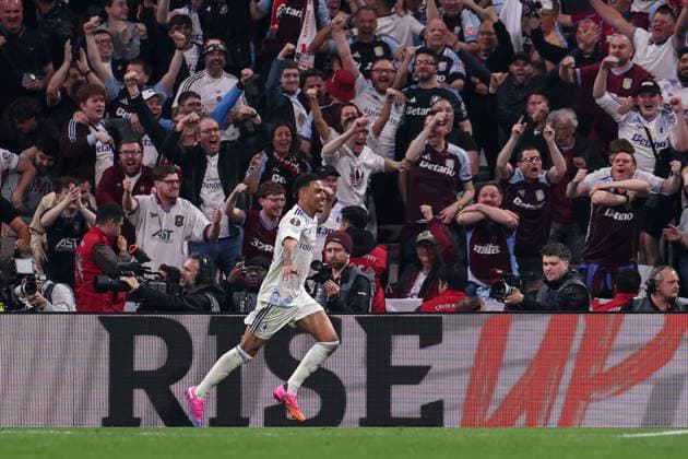 Morgan Rogers of Aston Villa celebrates his goal SC Freiburg v Aston Villa, UEFA Europa League, Final, Football, Besiktas Park, Istanbul, Turkiye - 20 May 2026Istanbul Besiktas Park United Kingdom EDITORIAL USE ONLY No use with unauthorised audio, video, data, fixture lists, club league logos or live services. Online in-match use limited to 120 images, no video emulation. No use in betting, games or single club league player publications. Copyright: xRaddadxJebarah Shutterstockx 16883158bs