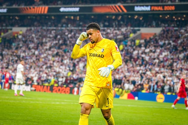 Turkey Football UEFA Europa League 2025 2026, Final in Istanbul SC Freiburg vs Aston Villa Tüpras Stadyumu Istanbul Noah Atubolu SC Freiburg, 01 Facial expression, facial expression, emotion Copyright: xJOERANxSTEINSIEKx