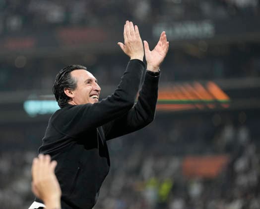ISTANBUL, TURKEY - MAY 20: Aston Villa Head Coach Unai Emery celebrates after winning the UEFA Europa League Final 2026 match between SC Freiburg and Aston Villa FC at Besiktas Park on May 20, 2026 in Istanbul, Turkey.  Copyright: xMBxMediax