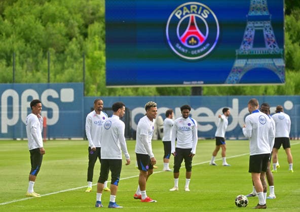 Paris Saint-Germain s socer team during a training session ahead of their upcoming UEFA Champions League final match against English football club Arsenal FC at the PSG Campus in Poissy, north-west of Paris on May 20, 2026. Christian Liewig Bestimage Poissy France  Copyright: xChristianxLiewigx xBestimagexChristianxLiewigx xBestimagex