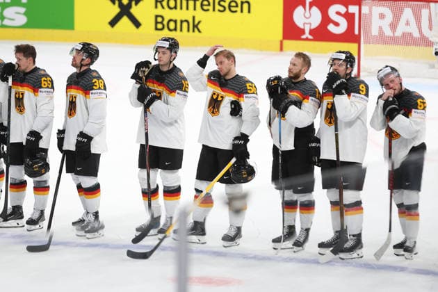 20 05 2026 Swiss Life Arena Zurich , SWITZERLAND, Men IIHF World Championship Zurich 2026 Group A USA Germany vl Marc Michaelis, Fabio Wagner, Stefan Loibl, Manuel Wiederer,Eric Mik, Leon Gawanke and Parker Tuomie GER