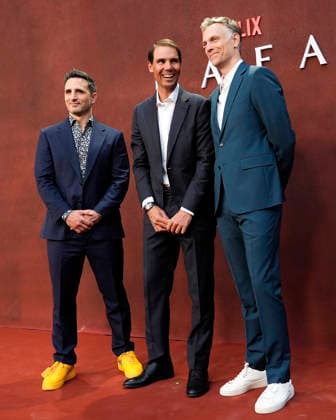 Diego Avalos, Rafa Nadal and Zach Heinzerling attend RAFA premiere. May 20, 2026. (20260521335)