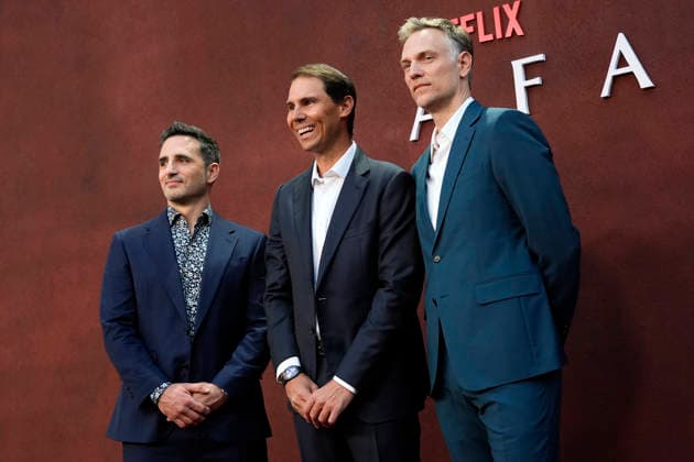 Diego Avalos, Rafa Nadal and Zach Heinzerling attend RAFA premiere. May 20, 2026. (20260521343)