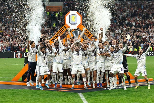 Aston Villa team group, Mannschaftsbild, Totale (AstonVilla), MAY 20 2026 - Football Soccer : Aston Villa team group celebrate after winning UEFA Europa League final match between SC Freiburg - Aston Villa FC at the Besiktas Stadium in Istanbul, Turkey. Noxthirdxpartyxsales  aflo_331341330