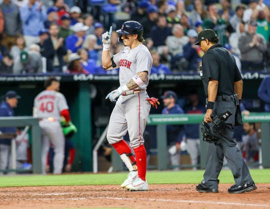 MAY 20, 2026: Boston Red Sox outfielder Jarren Duran (16) celebrates at home plate against the Kansas City Royals at Kauffman Stadium in Kansas City, MO. CSM Kansas City United States - ZUMAc04_ 20260520_zma_c04_108 Copyright: xRomanxPunox