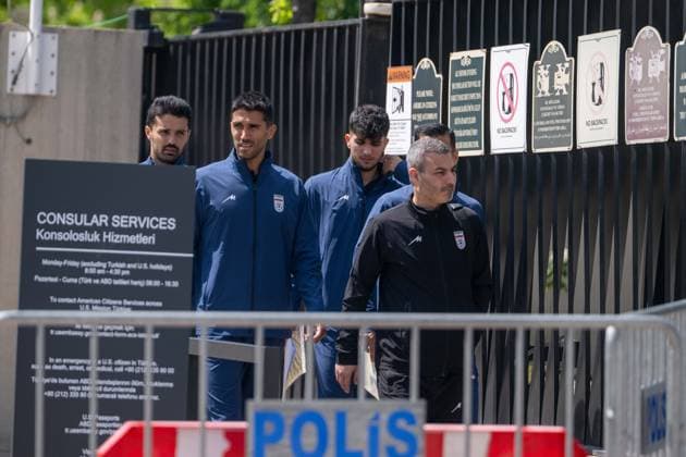 Iran s World Cup squad completes US visa applications in Turkish capital ANKARA, TURKIYE - MAY 21: Players of the Iranian National Football Team are seen as they leave the US Embassy after completing their visa application procedures for the 2026 FIFA World Cup, WM, Weltmeisterschaft, Fussball in Ankara, Turkiye, on May 21, 2026. Ismail Aslandag Anadolu Ankara Turkey. Editorial use only. Please get in touch for any other usage.  Copyright: x2026xAnadoluxIsmailxAslandagx