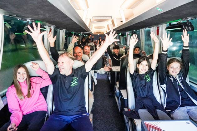 The soccer team from Martin Buber Schule Groß Gerau has won a tour of the campus and participation in the World Cup squad announcement in the DFB Year of School campaign and will be picked up by the national team bus Frankfurt 21 05 2026 World Cup squad announcement of the national team, DFB Campus