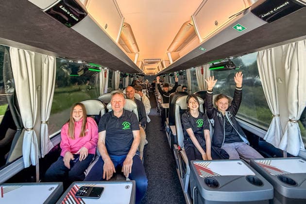 The soccer team from Martin Buber Schule Groß Gerau has won a tour of the campus and participation in the World Cup squad announcement in the DFB Year of School campaign and will be picked up by the national team bus Frankfurt 21 05 2026 World Cup squad announcement of the national team, DFB Campus