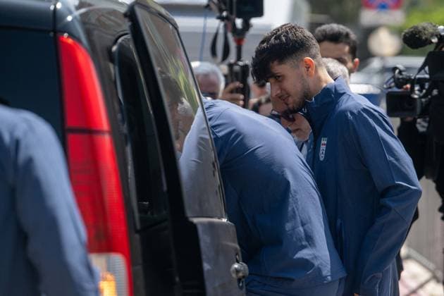 Iranian national football team visits US Embassy in Ankara for World Cup visa applications ANKARA, TURKIYE - MAY 21: Players of the Iranian national football team, set to compete in the 2026 FIFA World Cup, WM, Weltmeisterschaft, Fussball co-hosted by the US, Canada, and Mexico, leave the US Embassy after completing their visa application procedures in Ankara, Turkiye on May 21, 2026. Ismail Aslandag Anadolu Ankara Turkey. Editorial use only. Please get in touch for any other usage. Copyright: x2026xAnadoluxIsmailxAslandagx
