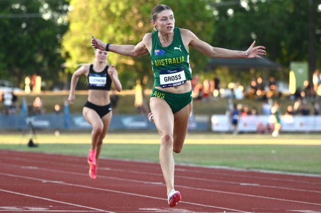ATHLETICS OCEANIA CHAMPIONSHIPS, Mia Gross of Australia competes in the Women s 200m Final during the 2026 Oceania Athletics Championships at Arafura Stadium, Darwin, Thursday, May 21, 2026. ( NO ARCHIVING DARWIN NORTHERN TERRITORY AUSTRALIA  Copyright: xJOELxCARRETTx 20260521177912913560